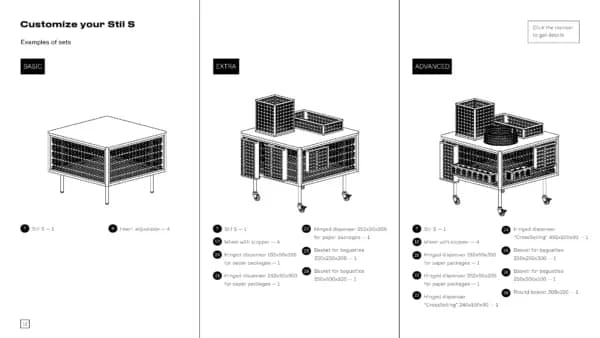VOLOKNO STIL-S — Mesa Expositora Compacta para Panadería | 750 mm