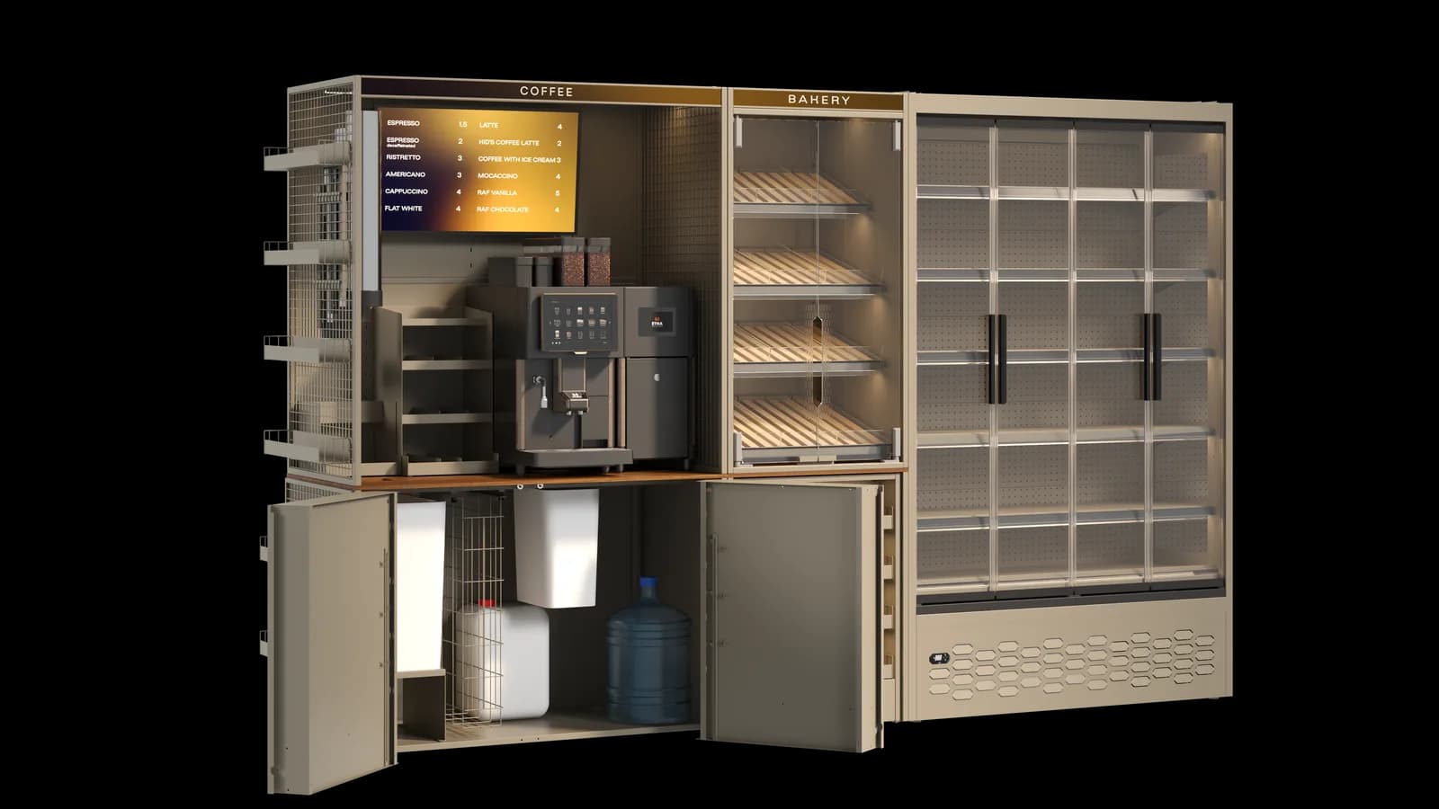 COFFICE con módulo refrigerado y zona de servicio