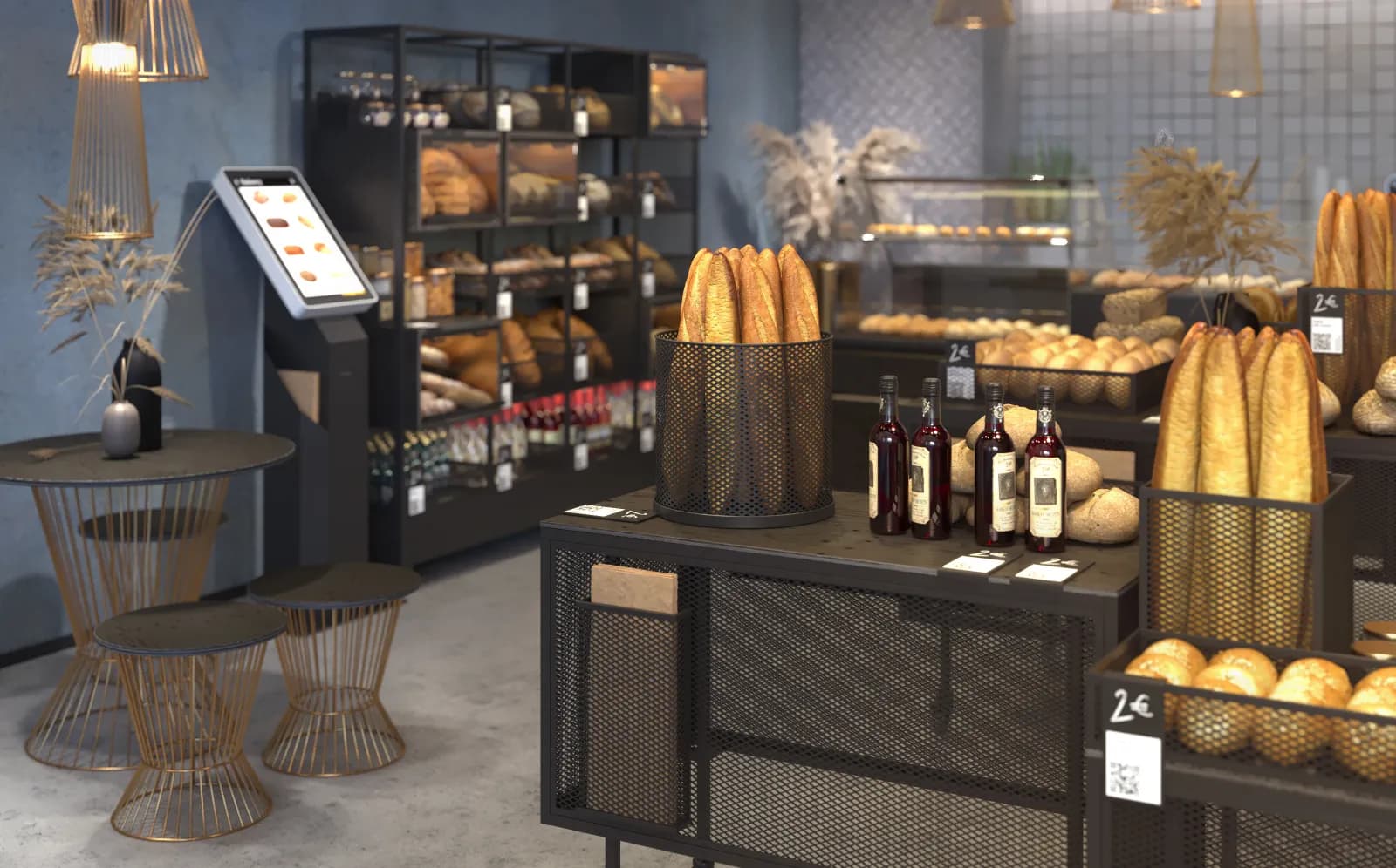 Instalación de panadería con sistema Volokno en tienda real — Modex