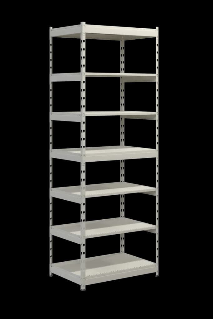 Estantería de Almacén Light Rack 2500 mm — 7 Estantes — RAL 9001 / RAL 7016